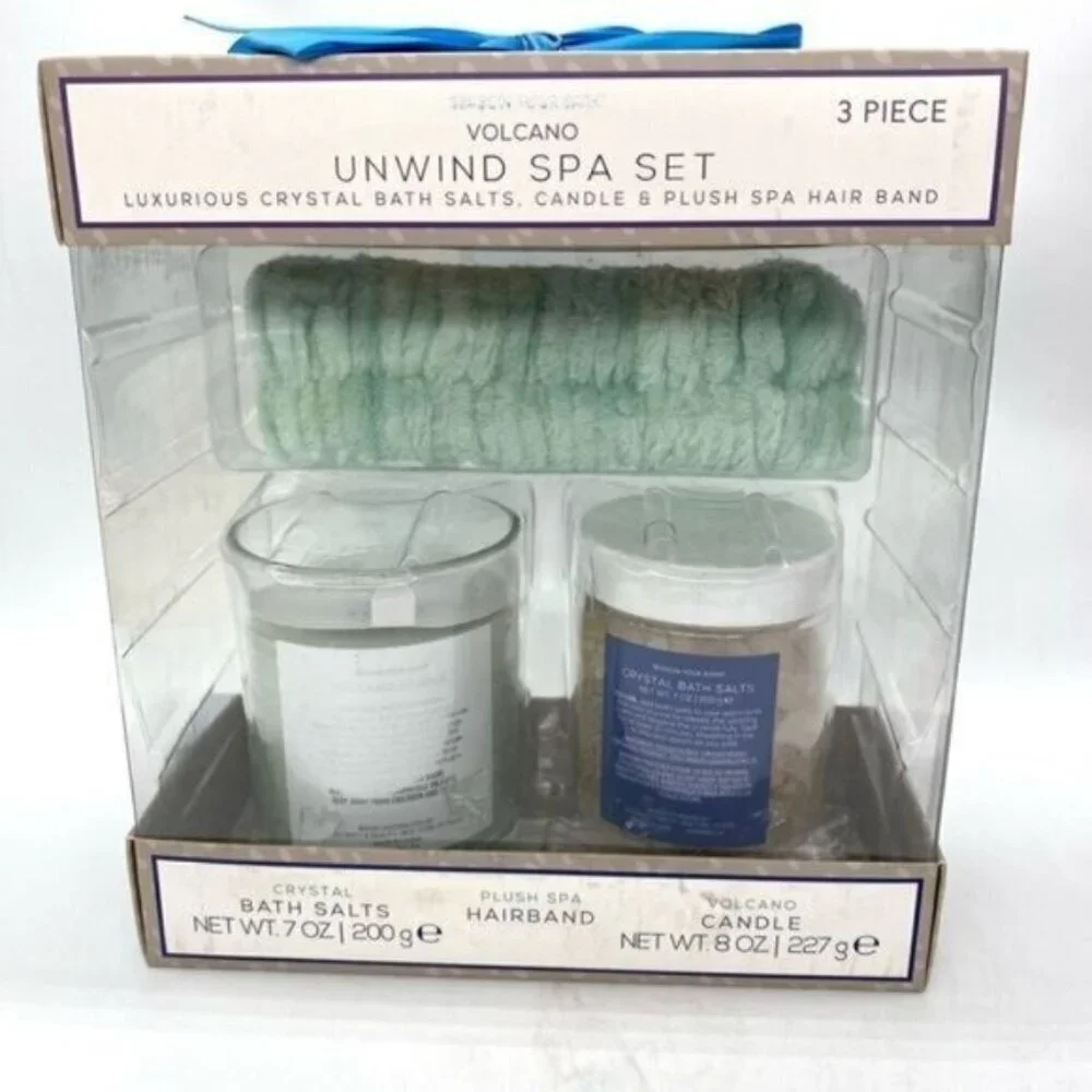 Women's Spa Bath and Body Candle Gift Set Volcano Bath Salts New